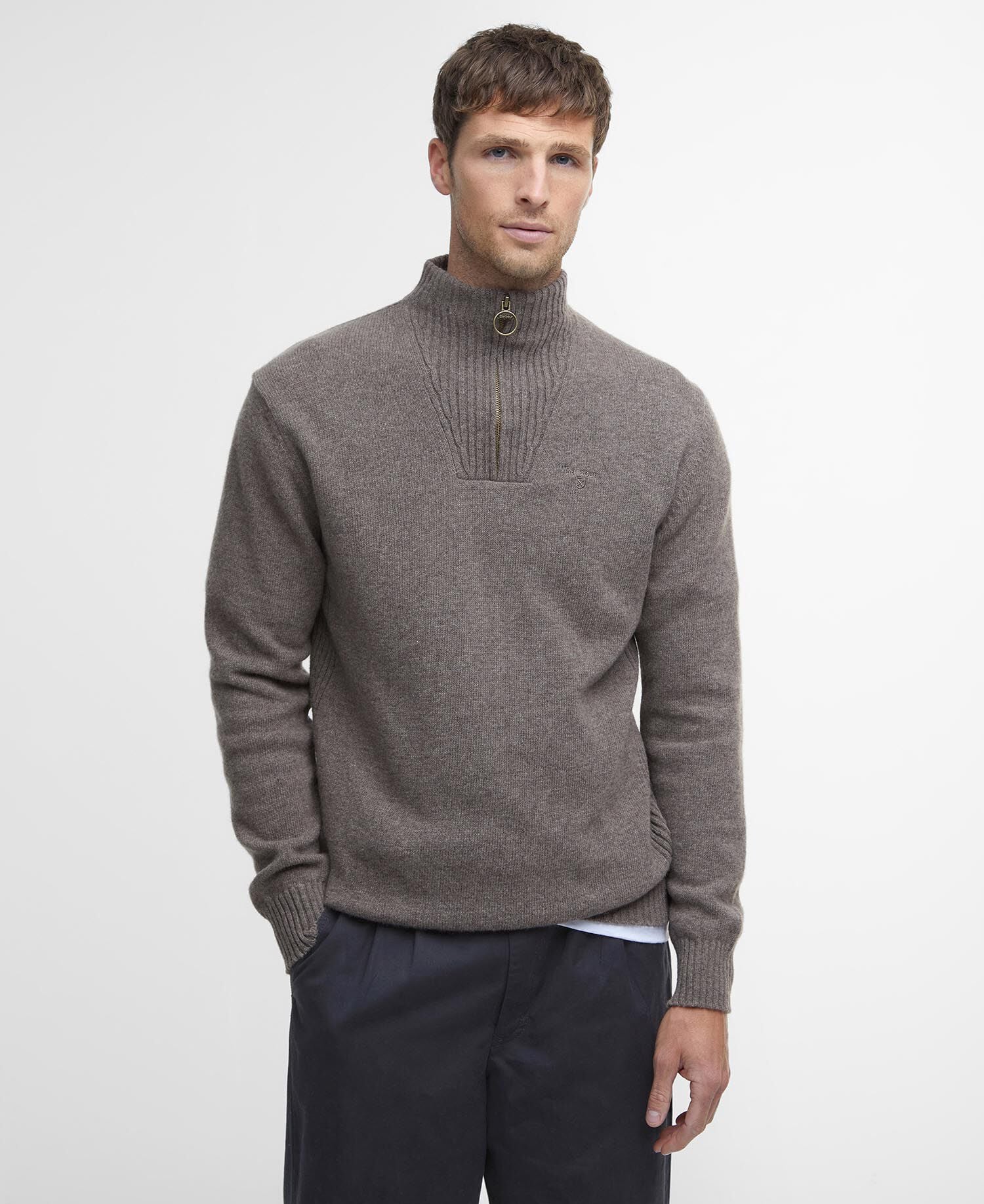 Maglione con mezza zip in lana d'agnello Essential