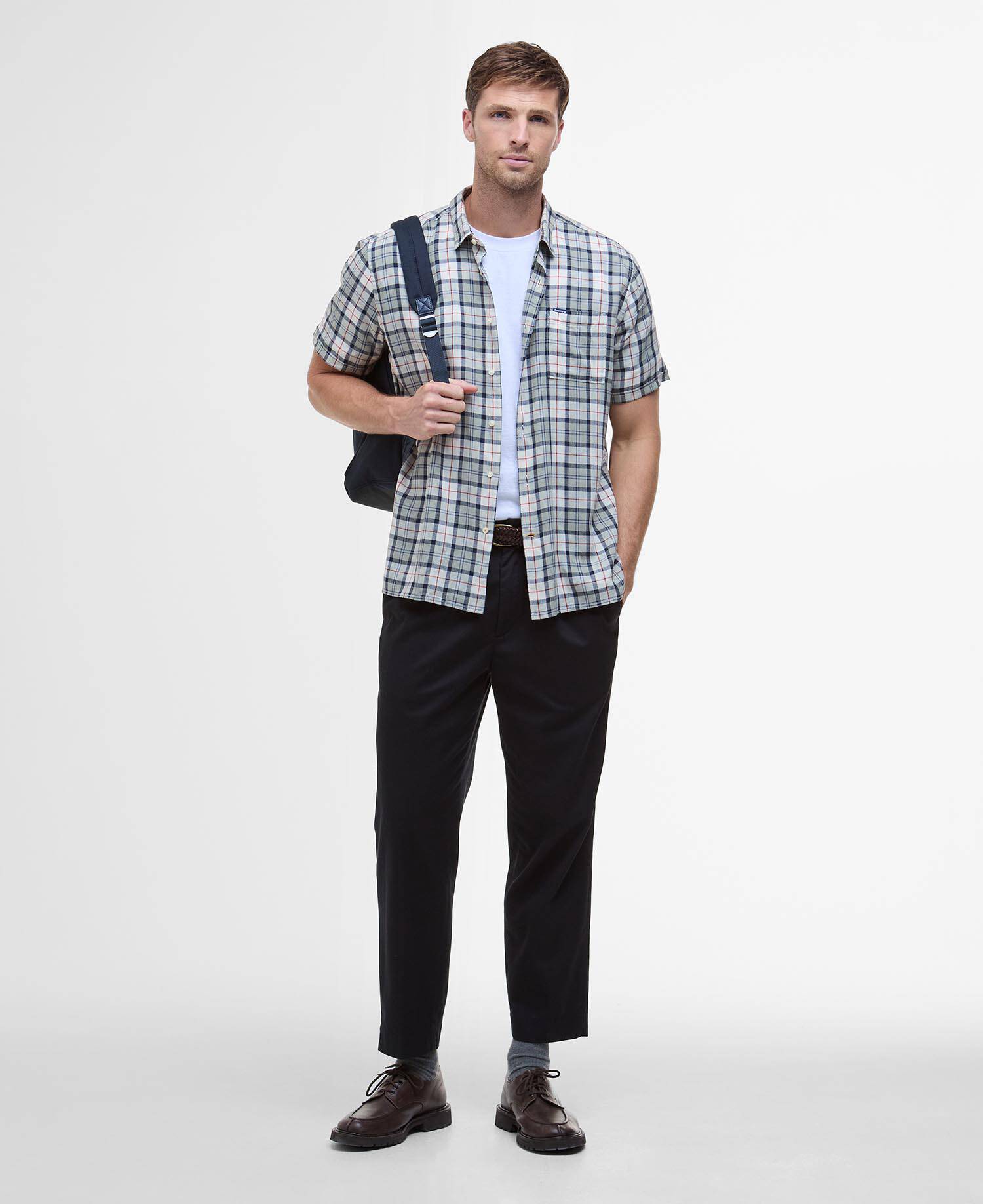 Midfield Tartan Regular Short-Sleeved Shirt Bleached Pine Tartan image number 1