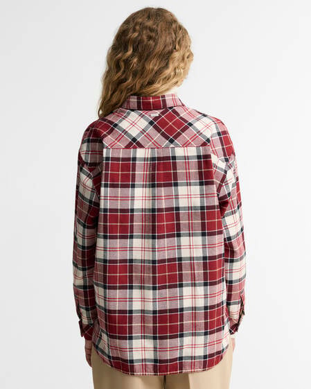 Elishaw Relaxed Long-Sleeved Shirt Lt Cardinal Tartan