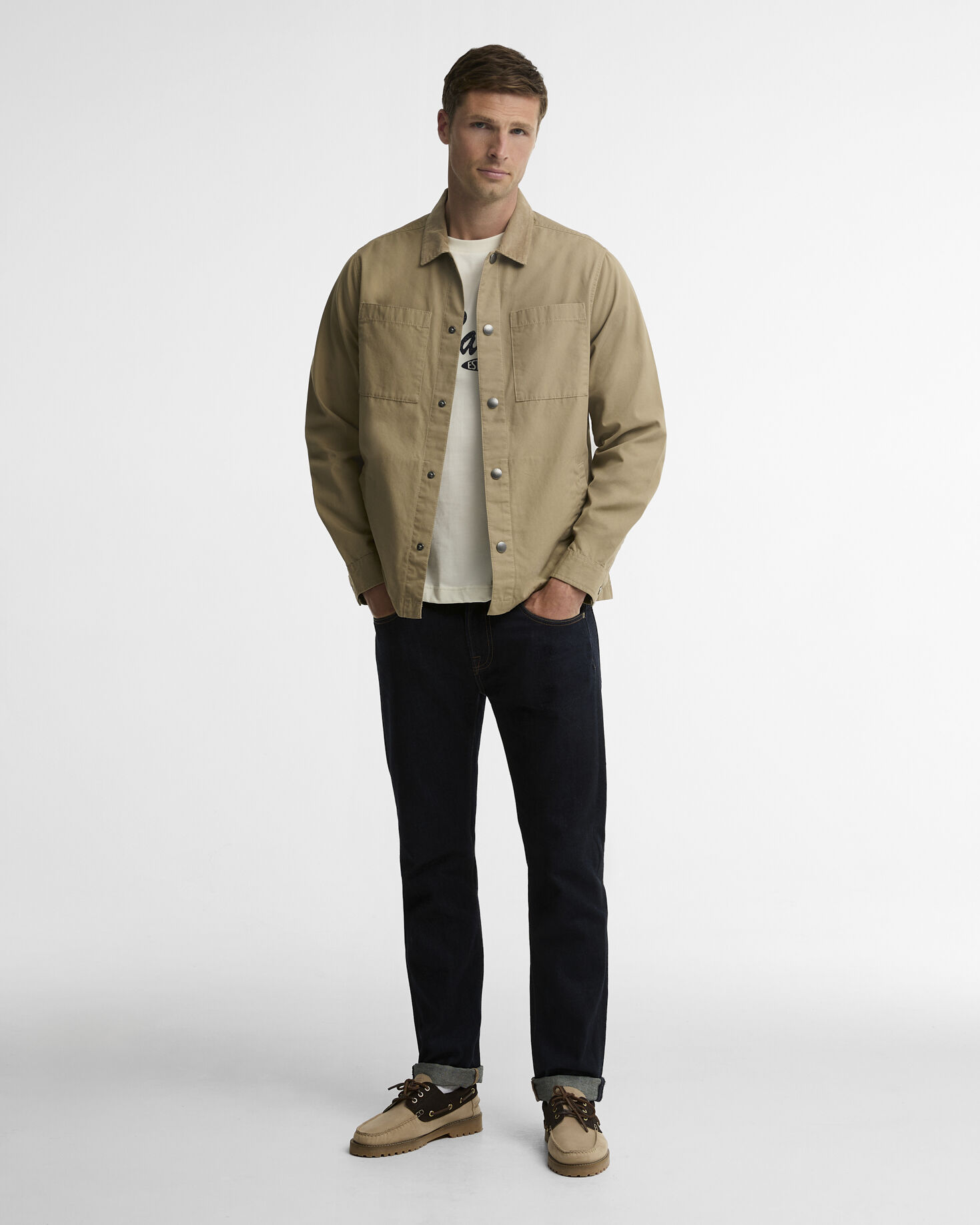Barbour Overshirt Cord Collar Twill Washed Stone