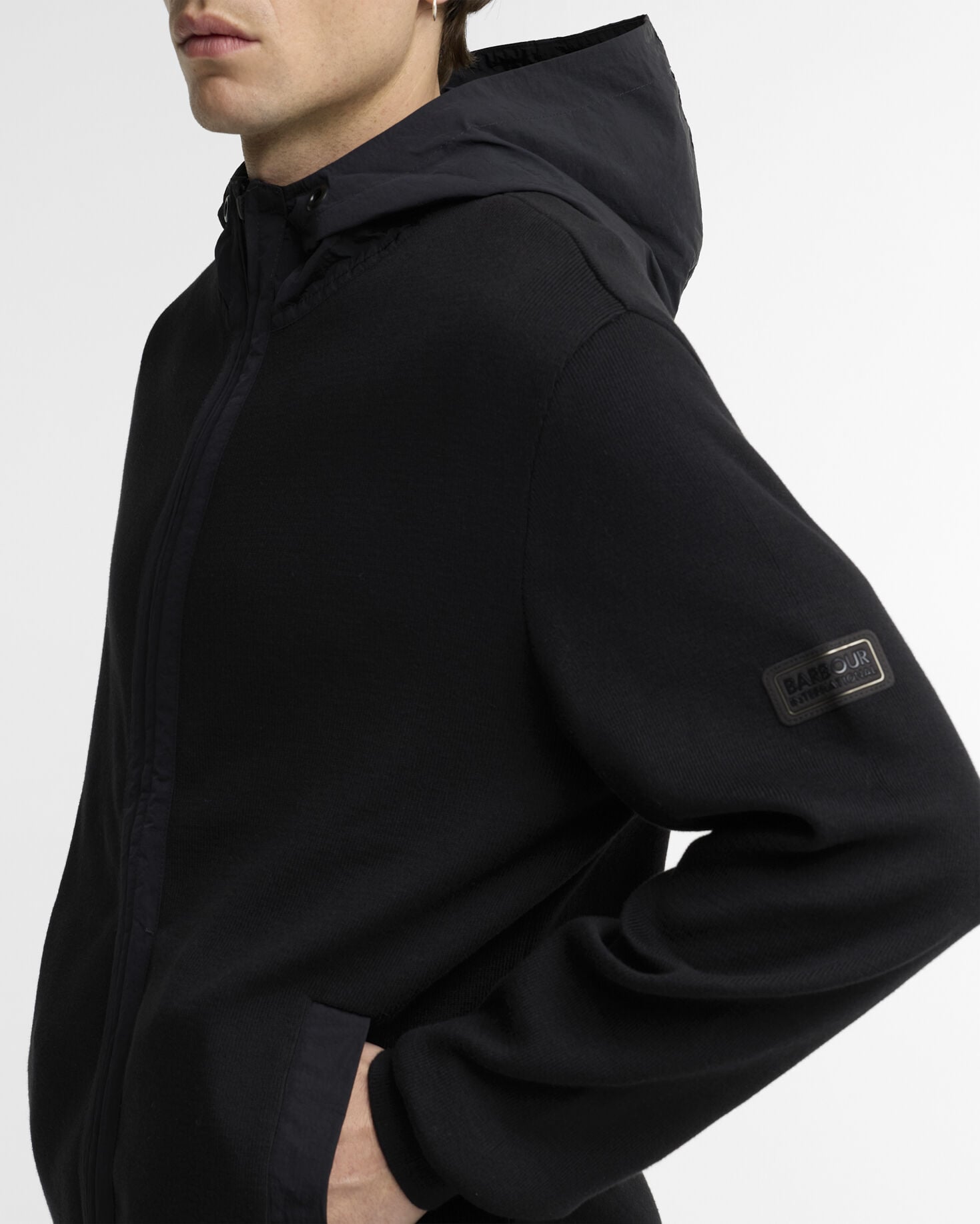 Inline Knitted Hoodie Black