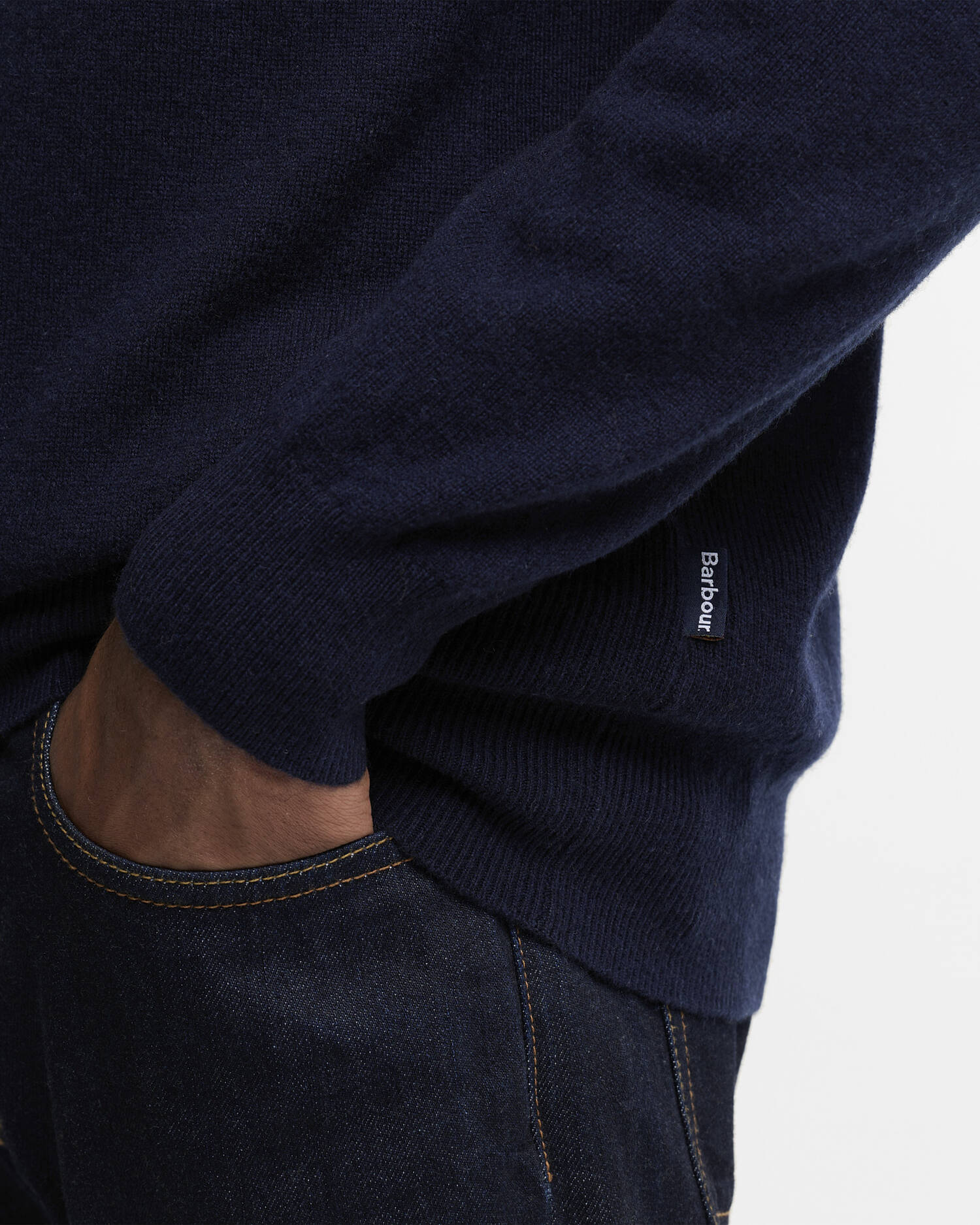 Barbour Pullover Ronson Half-Zip aus Woll-Kaschmir-Mix Navy image number 4