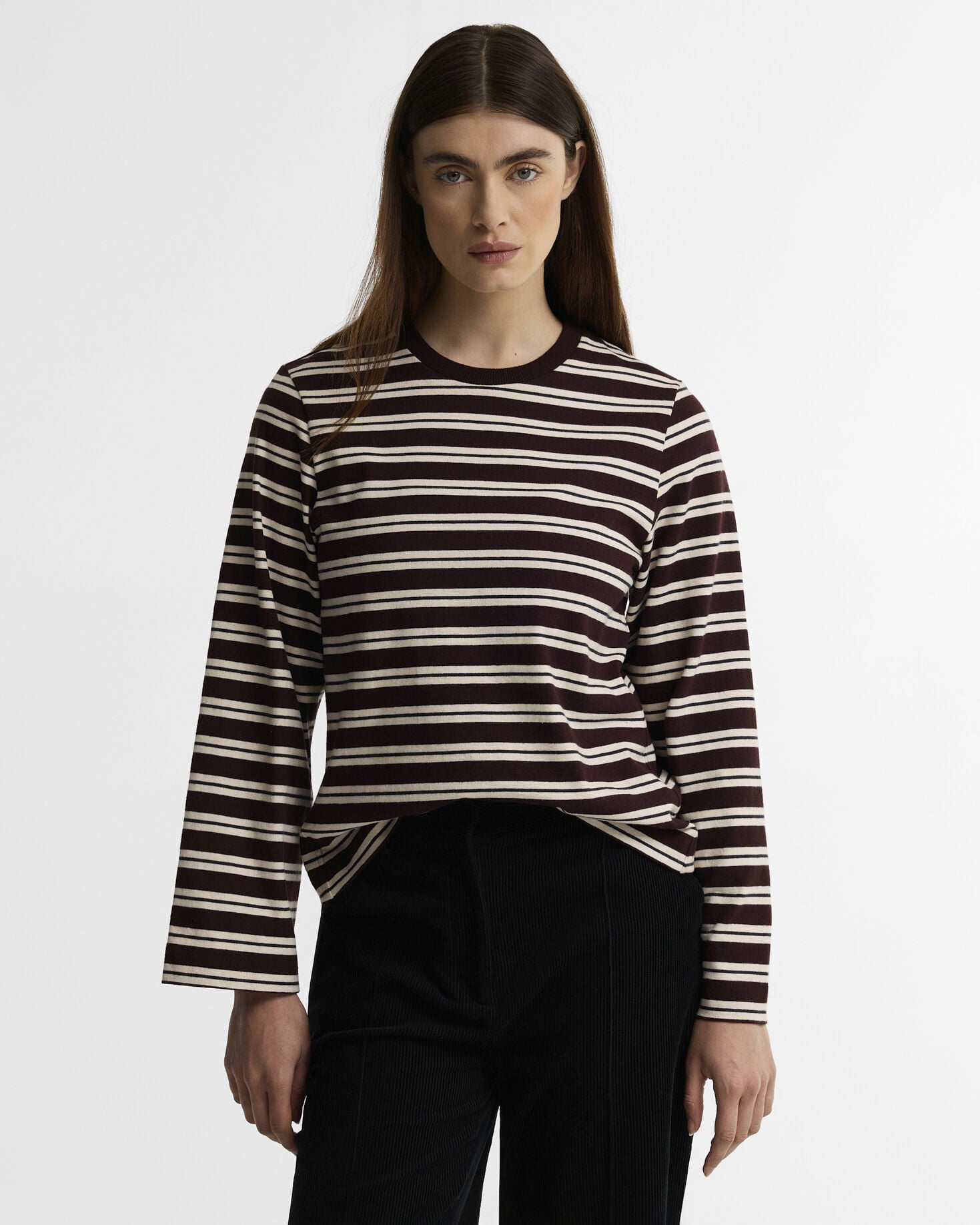 Maplewood Striped Long-Sleeved T-Shirt Fig/Birch