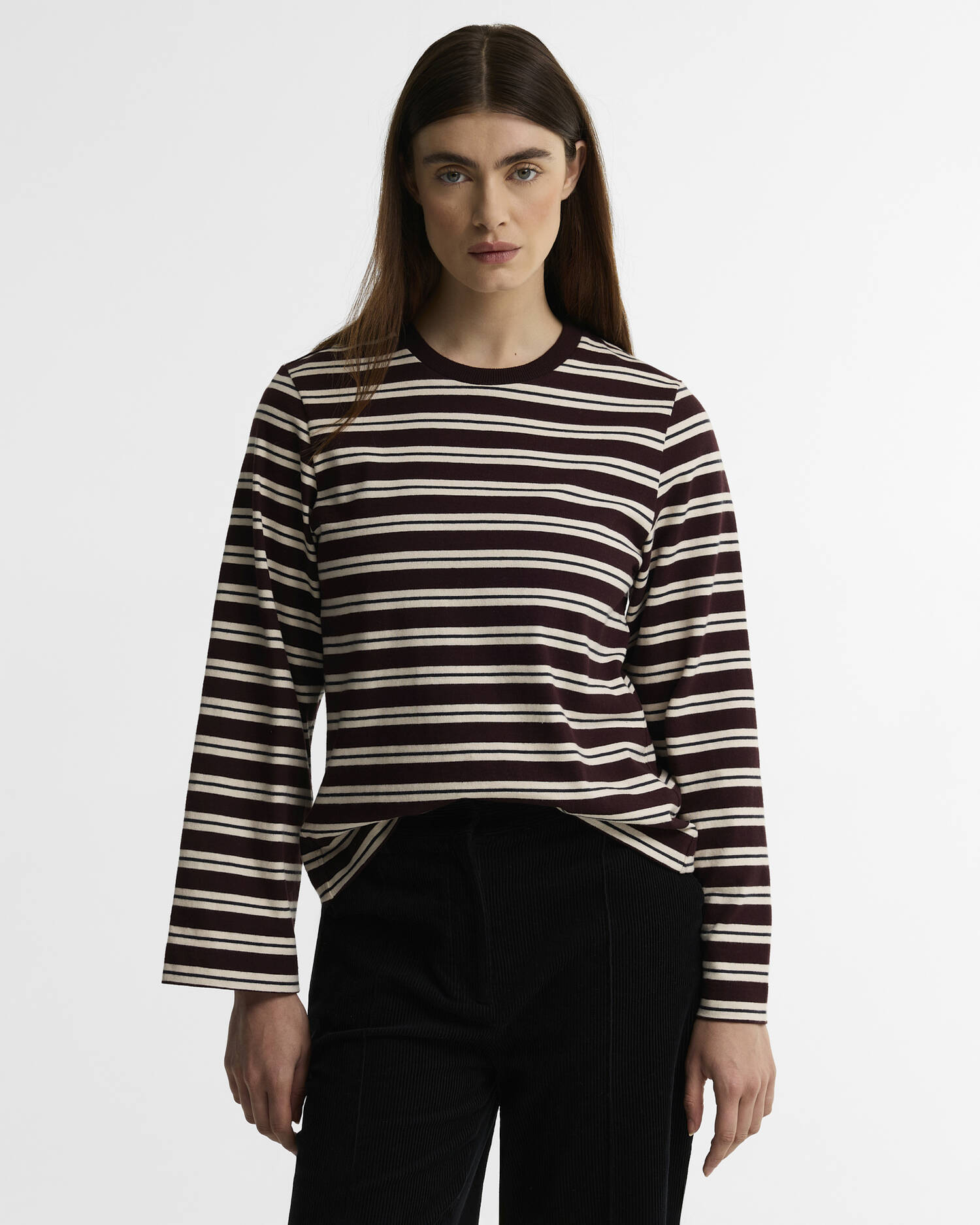 Maplewood Striped Long-Sleeved T-Shirt Fig/Birch image number 0