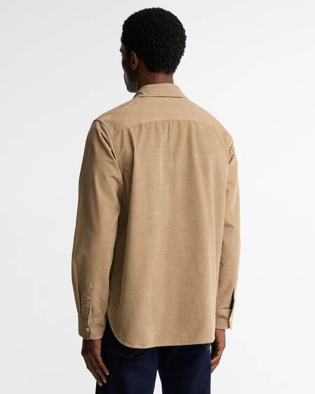 Camicia a coste sottili con maniche lunghe e taglio classico Washed Stone