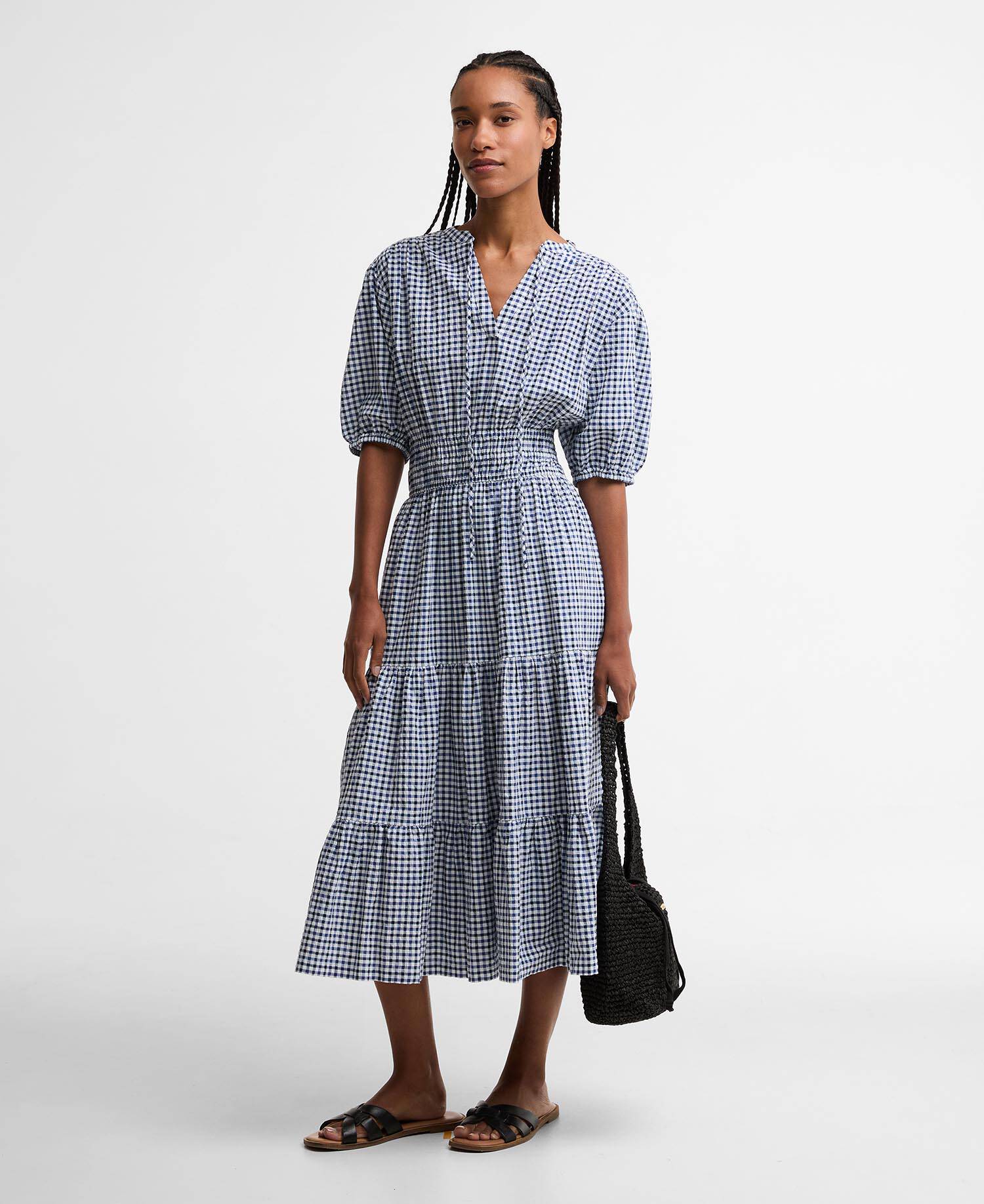 Ashwell Gingham Tiered Midi Dress Multi Gingham image number 1