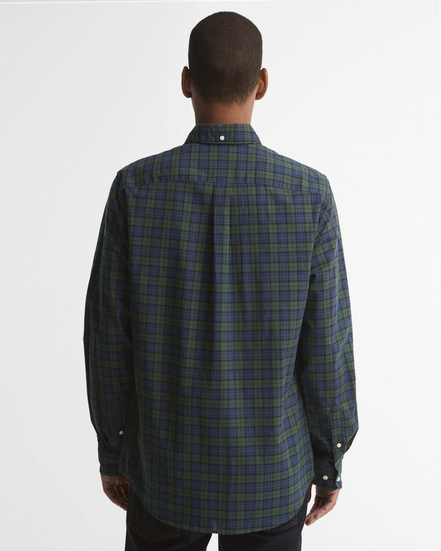 Windsor Tailored Checked Long-Sleeved Shirt Blue