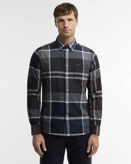 Camicia Dunoon a maniche lunghe dalla vestibilit&agrave; leggermente aderente Midnight Oak Tartan