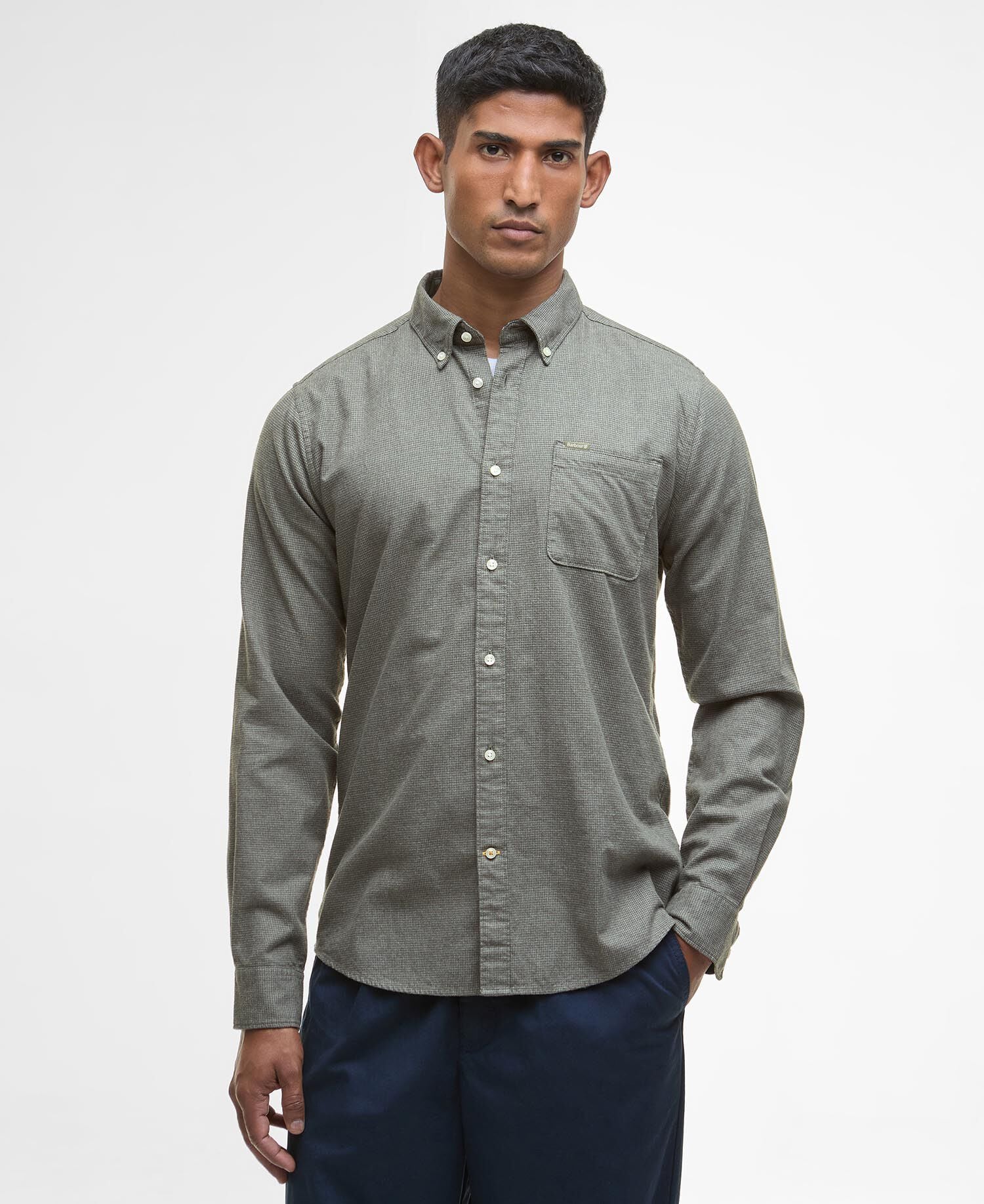 Hemd Huntly Houndstooth Tailored Olive