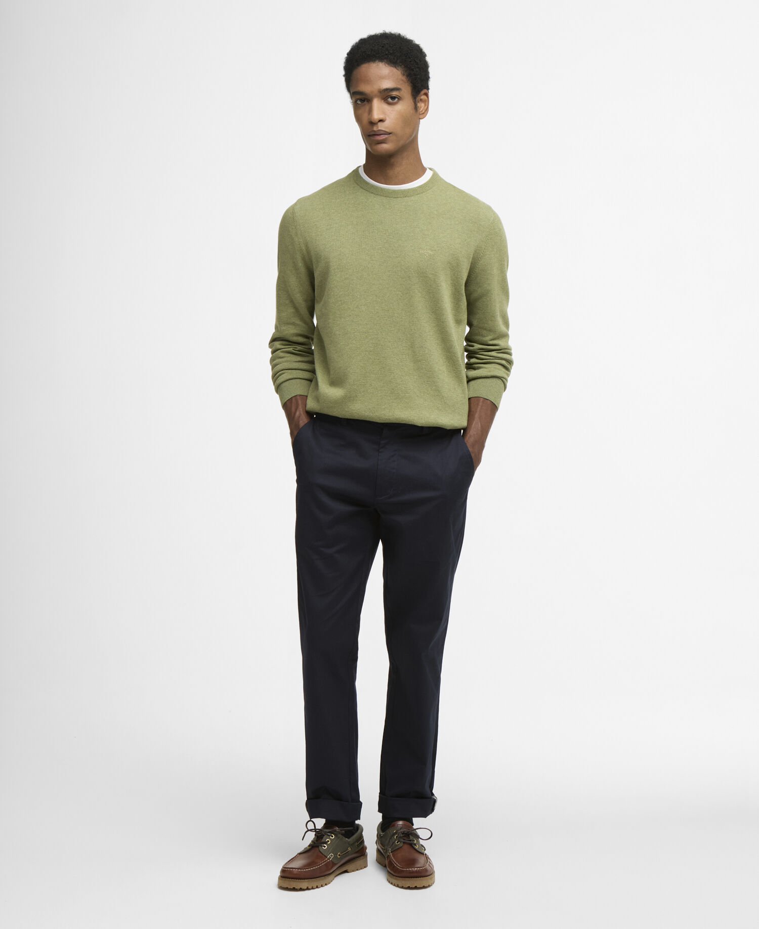 Pima Cotton Crew Neck Jumper Laurel Green