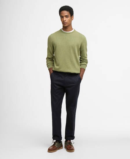 Pima Cotton Crew Neck Jumper Laurel Green