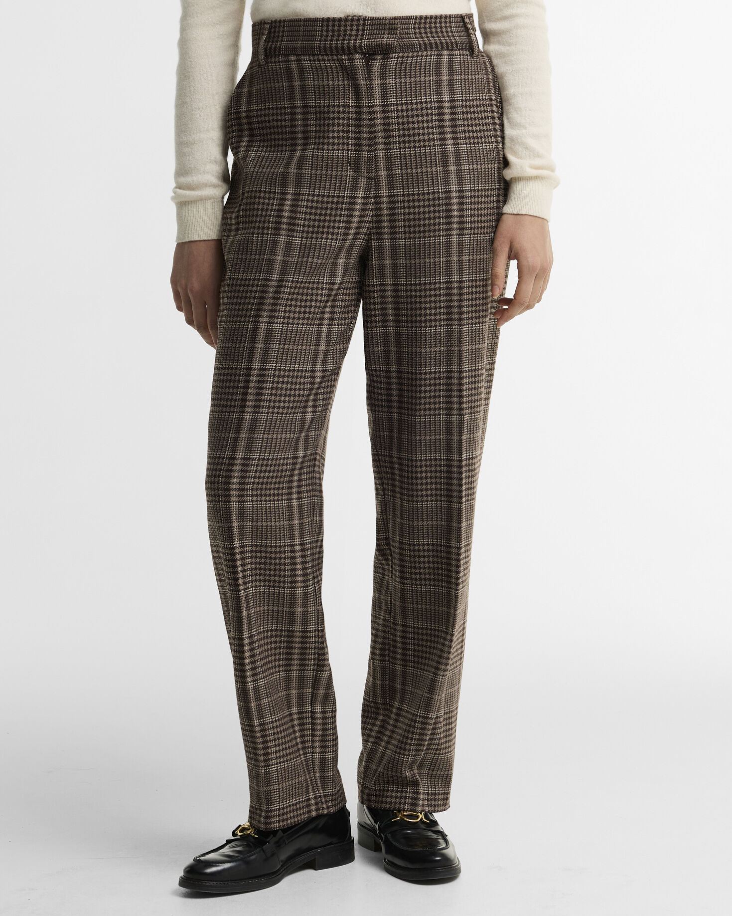 Amryn Straight-Leg Trousers Prince Of Wales/Ganache