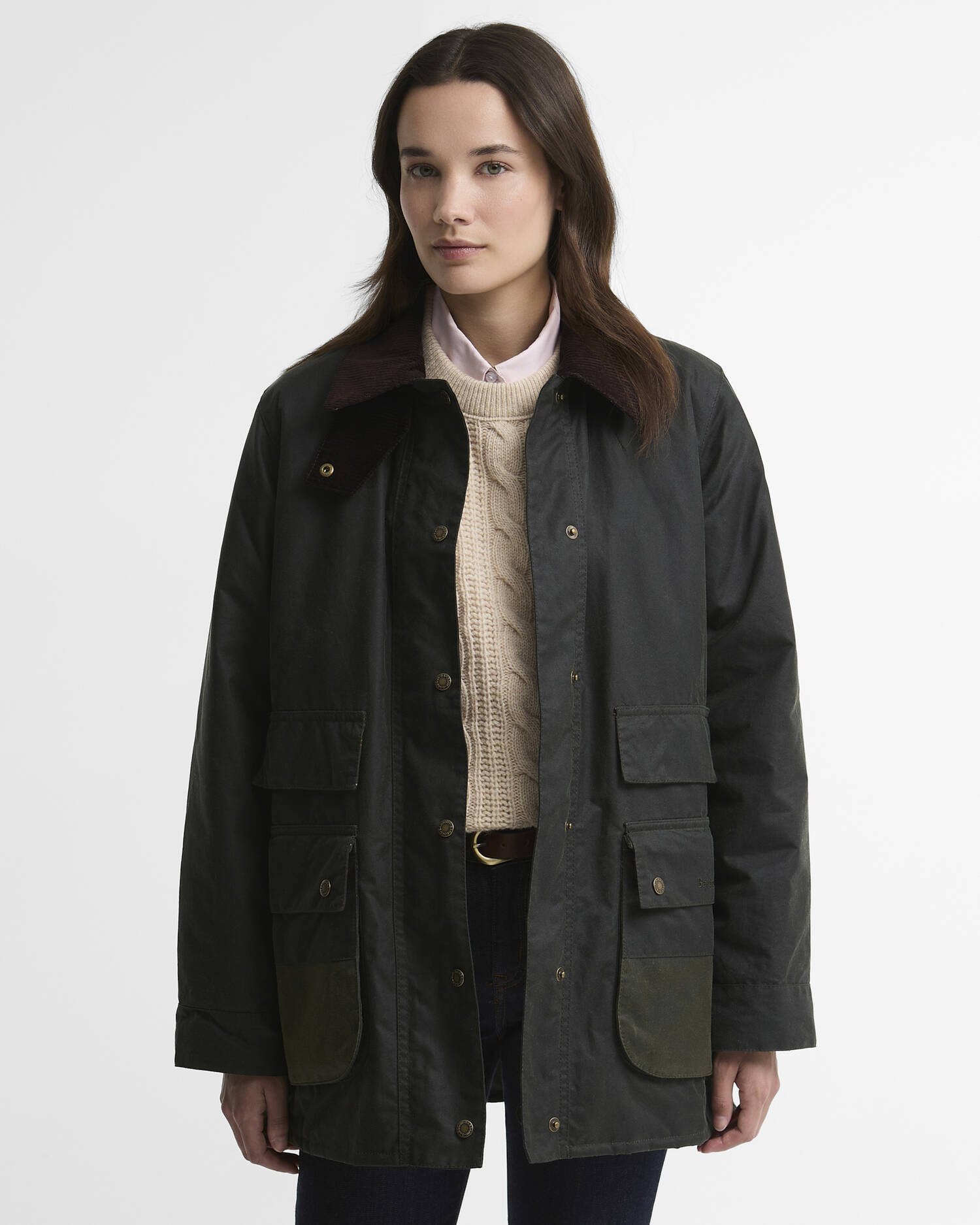 Modern Border Waxed Jacket Sage/Classic image number 0