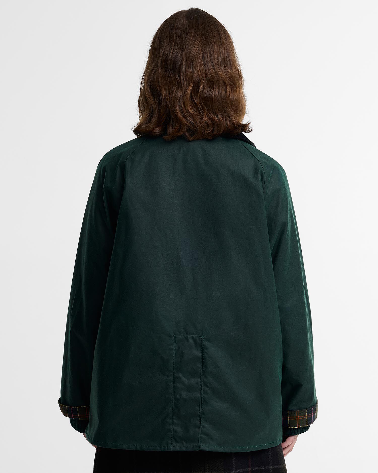 Paul Smith Loves Barbour Women's Long Spey  Waxed Jacket Bottle Green Heraldry Print