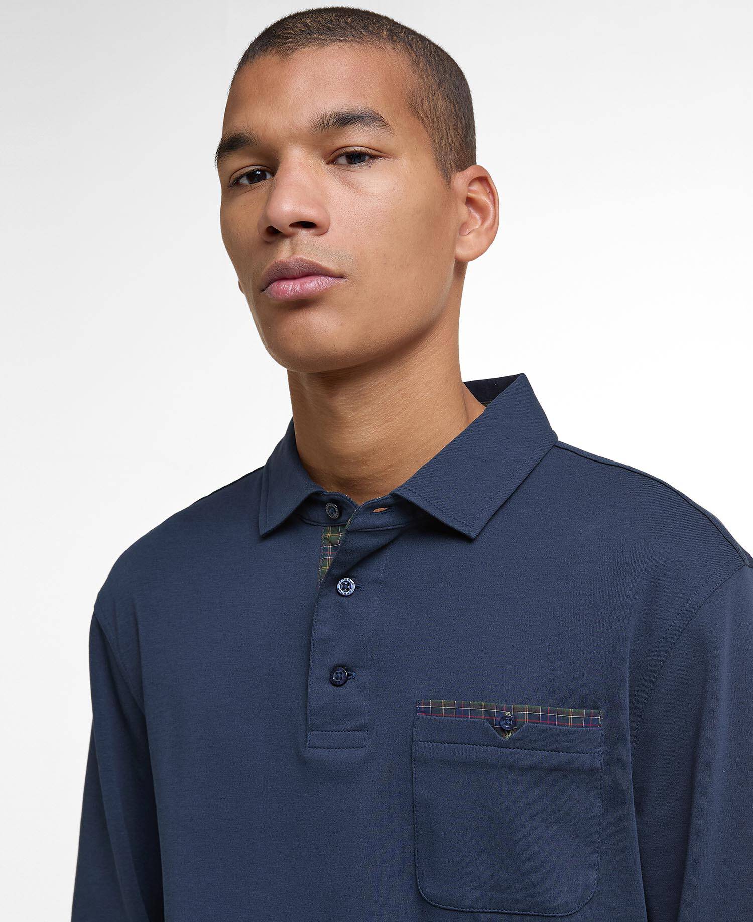 Corpatch Tailored Long-Sleeved Polo Shirt Navy image number 3