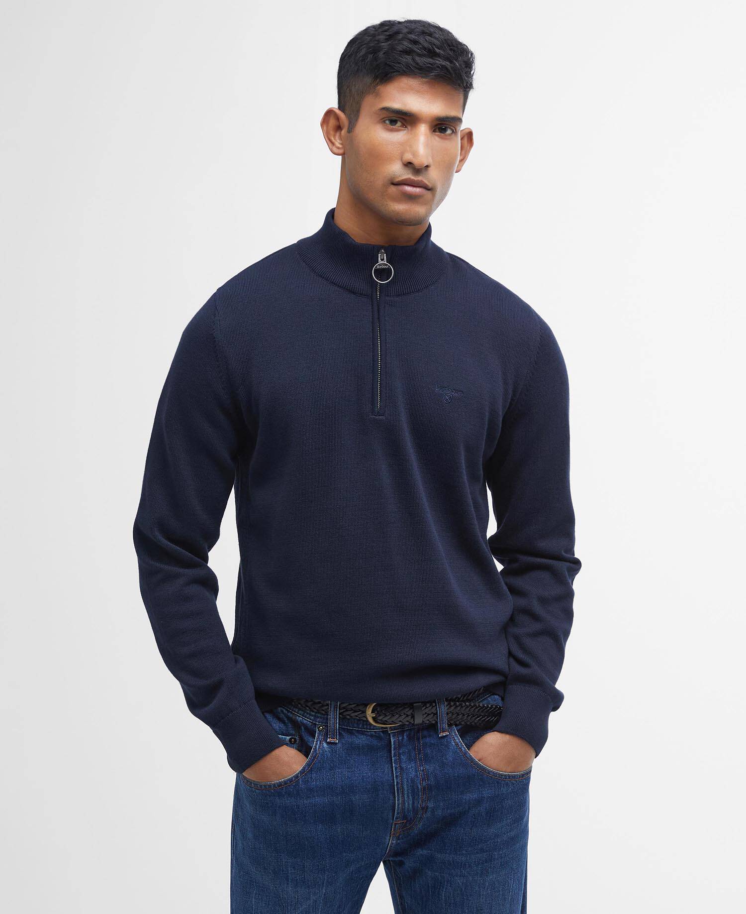 Cotton Quarter-Zip Jumper Classic Navy image number 0
