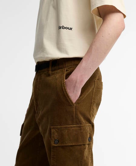 Pantaloni cargo oversize a coste sottili Leonard Sepia