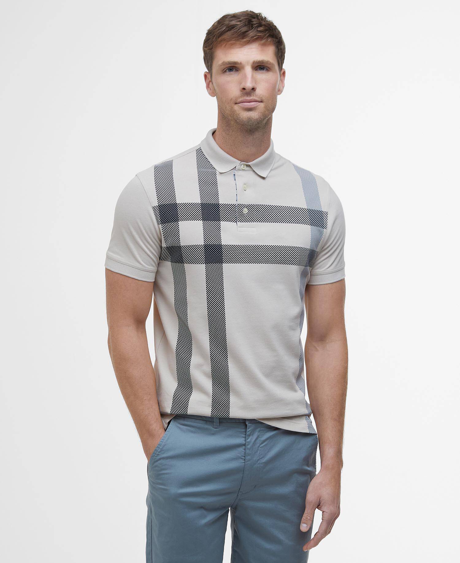 Blaine Tartan Short-Sleeved Polo Shirt Mist image number 0