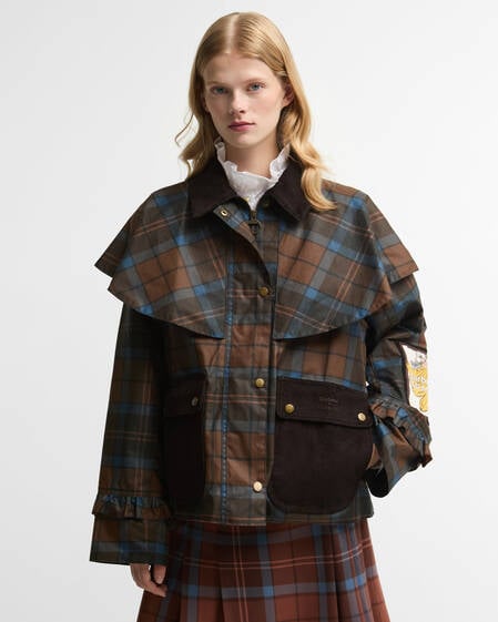 Giacca cerata Angelina Barbour FARM Rio Tropical Tea Tartan/Banana Print