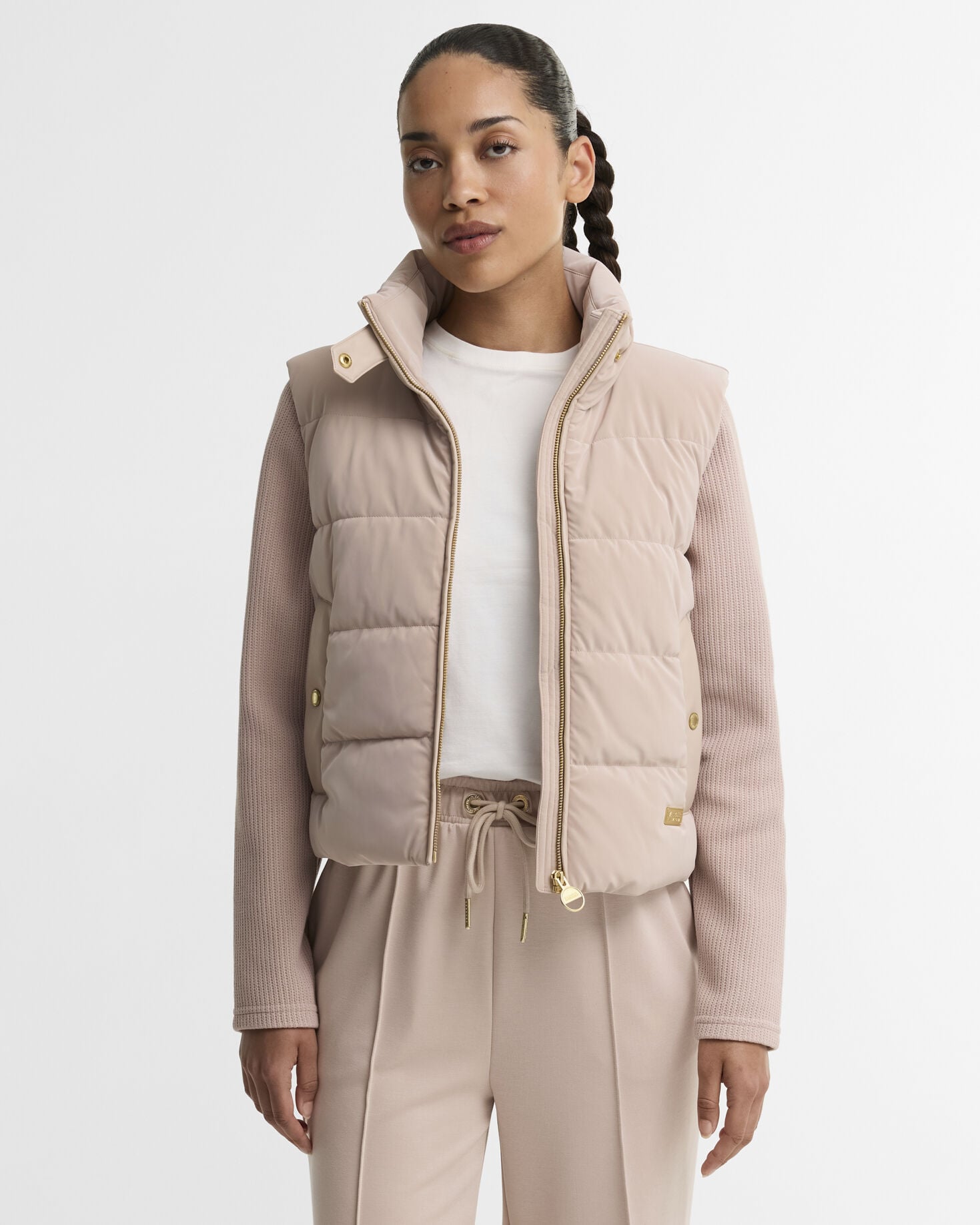 Balaton Faux-Velvet Quilted Sweatshirt Nutmeg