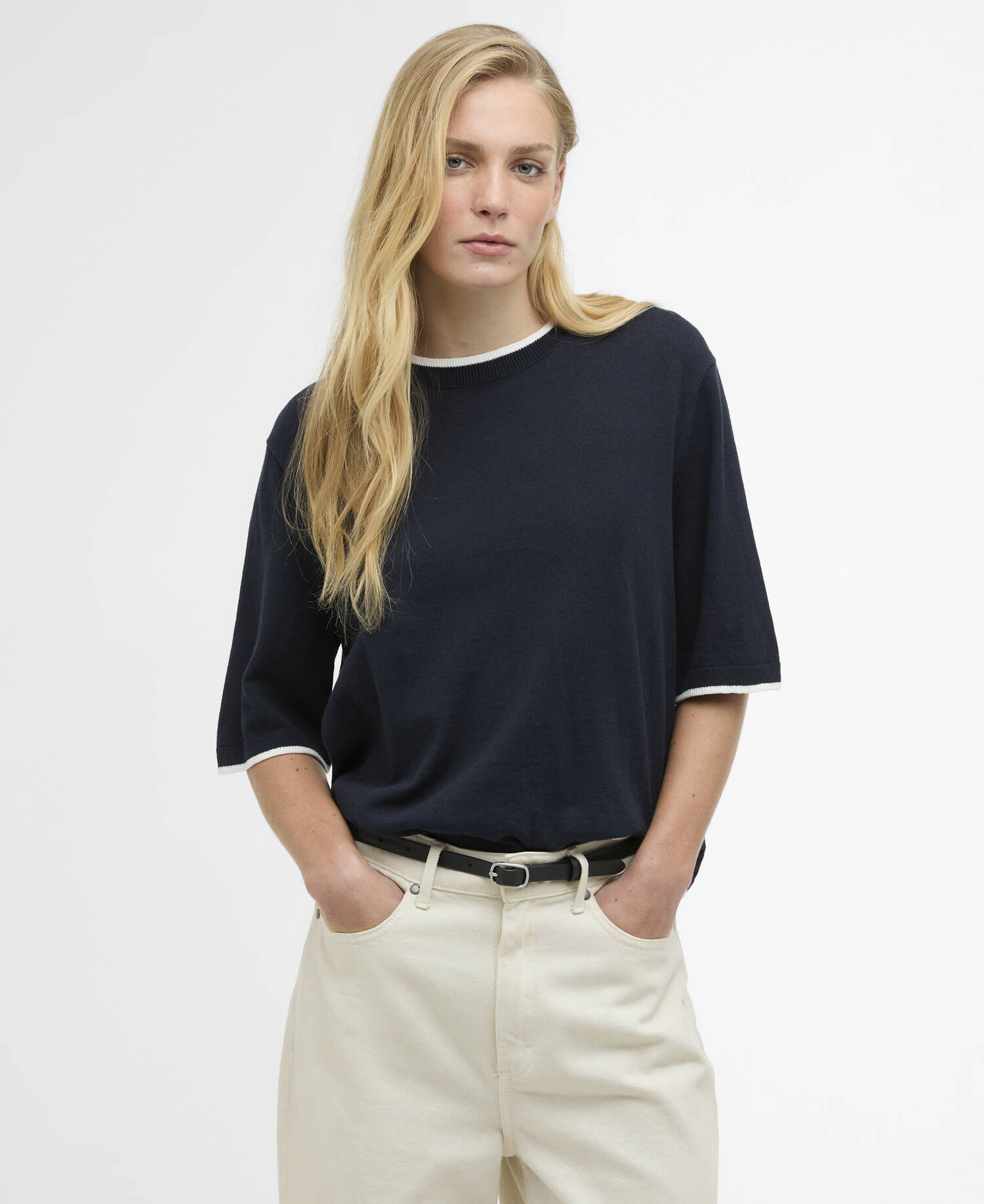 T-shirt in maglia Verona Dark Navy/Cloud image number 0