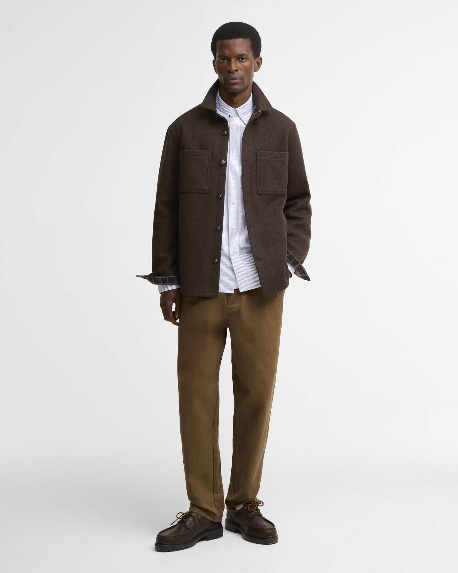 Barbour Overshirt Marltown Tailored aus Woll-Mix Dark Oak