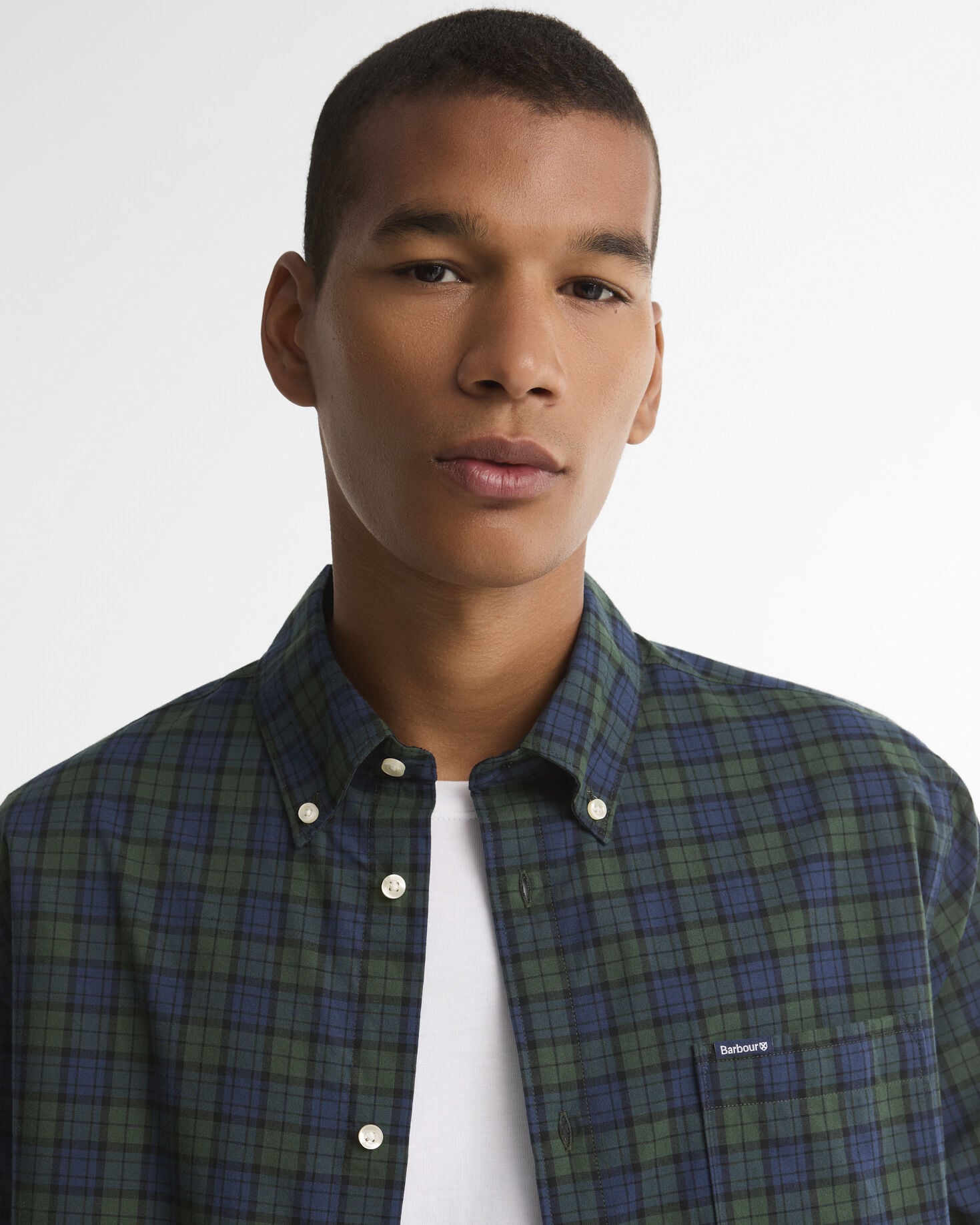 Windsor Tailored Checked Long-Sleeved Shirt Blue