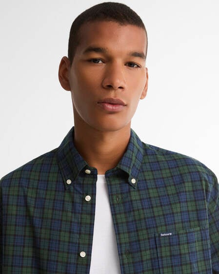 Windsor Tailored Checked Long-Sleeved Shirt Blue