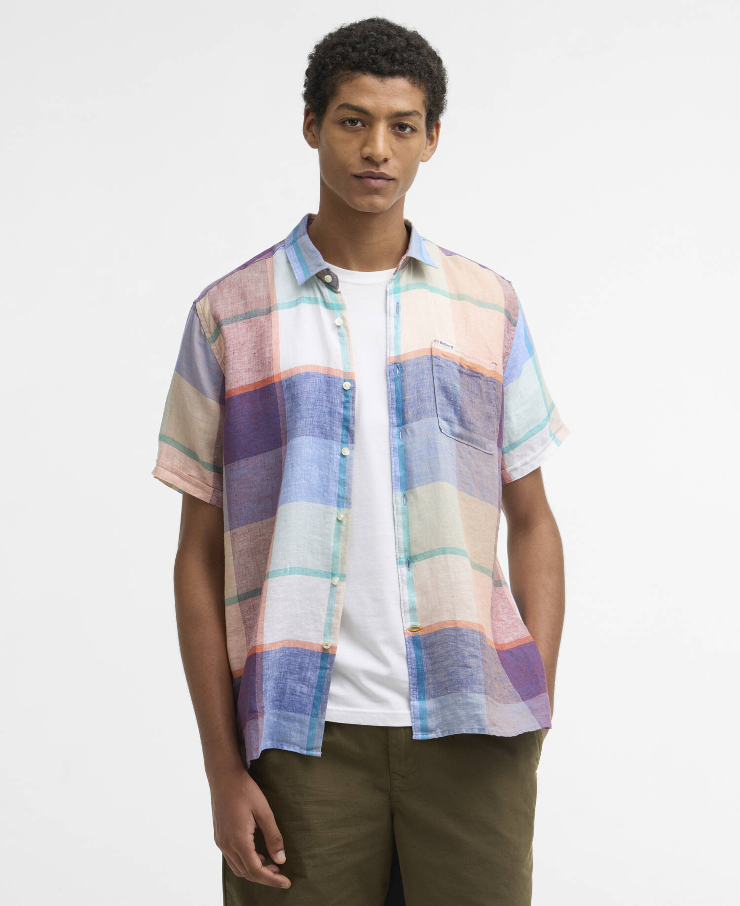 Kurzarmhemd Bridford Checked Regular Mint Blue image number 0