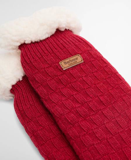 Cable Knit Lounge Socks Red