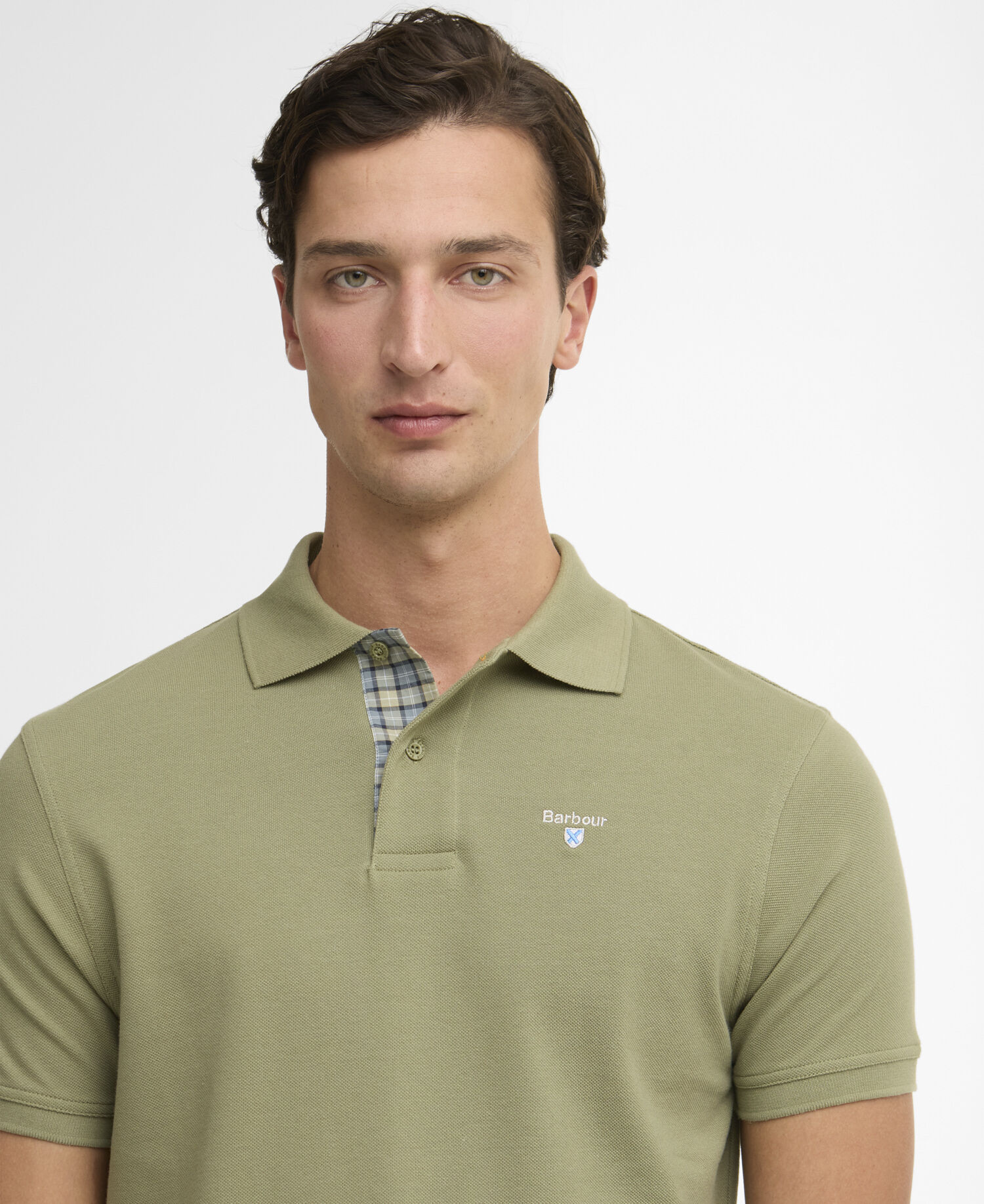 Tartan Pique Polo Shirt Laurel Green