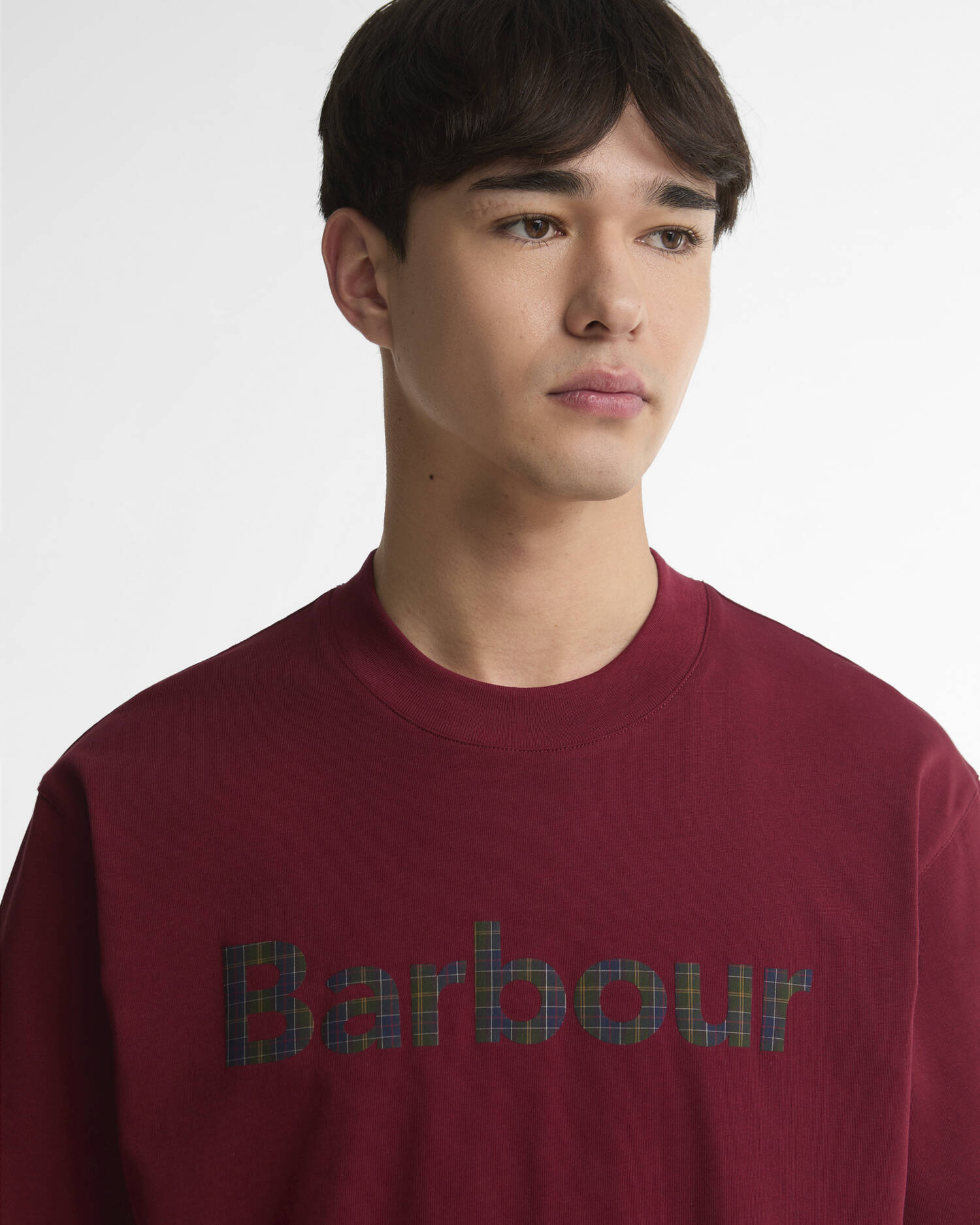 T-shirt oversize con stampa del logo in tartan Wine image number 3