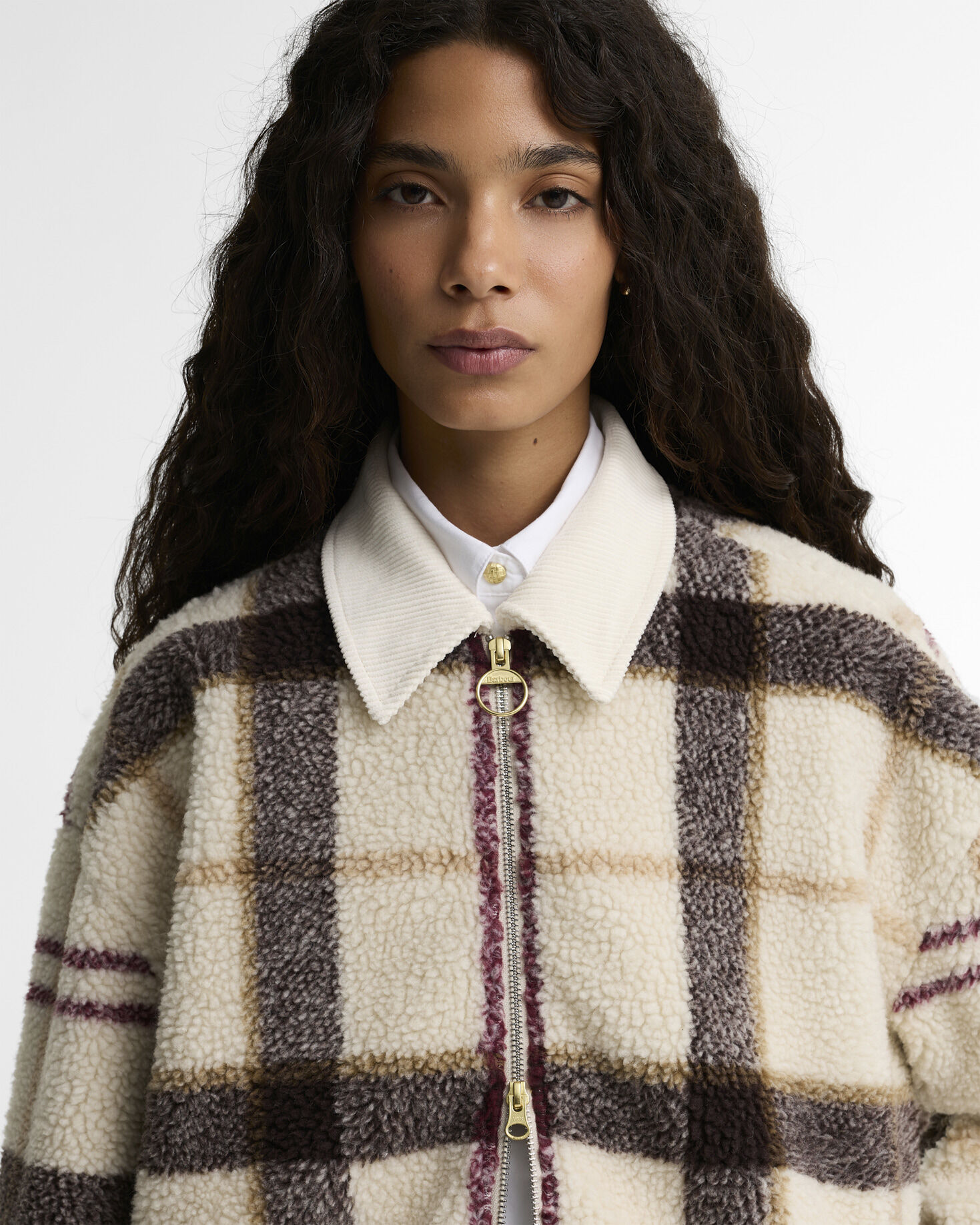 Barbour Fleecejacke Hazelwood Tartan Ecru Muted Tartan