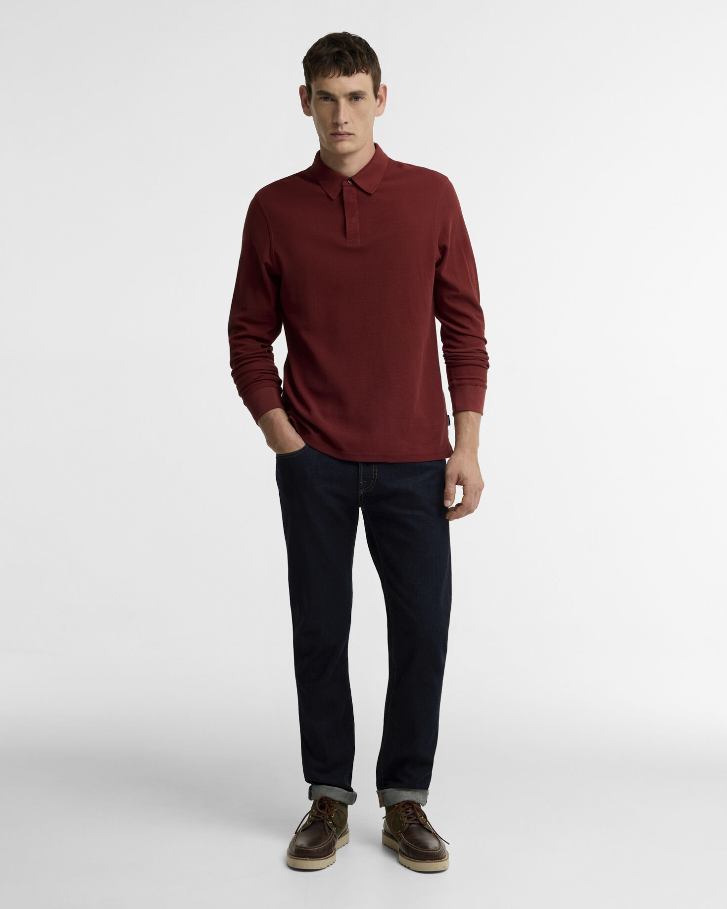 Polo a maniche lunghe leggermente aderente Kentown Russet