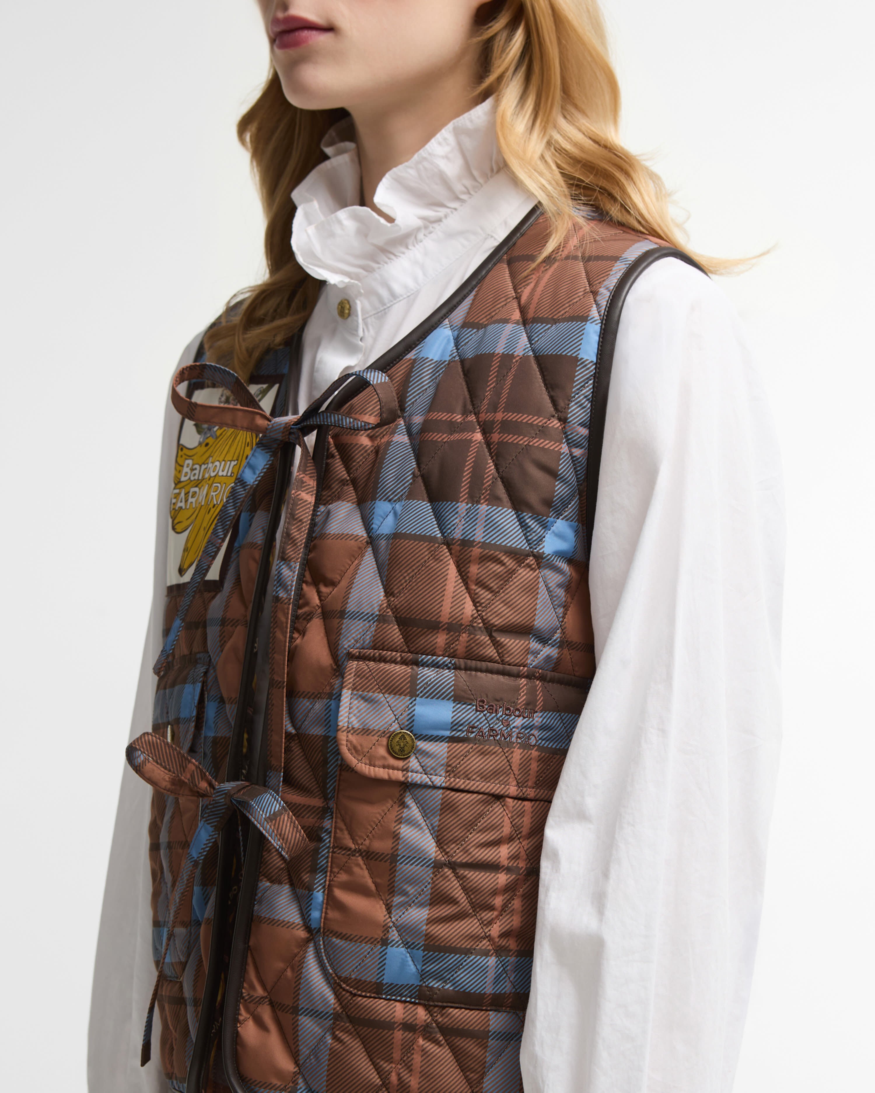 Barbour FARM Rio Fernanda Liner Tropical Tea Tartan/Brown Banana