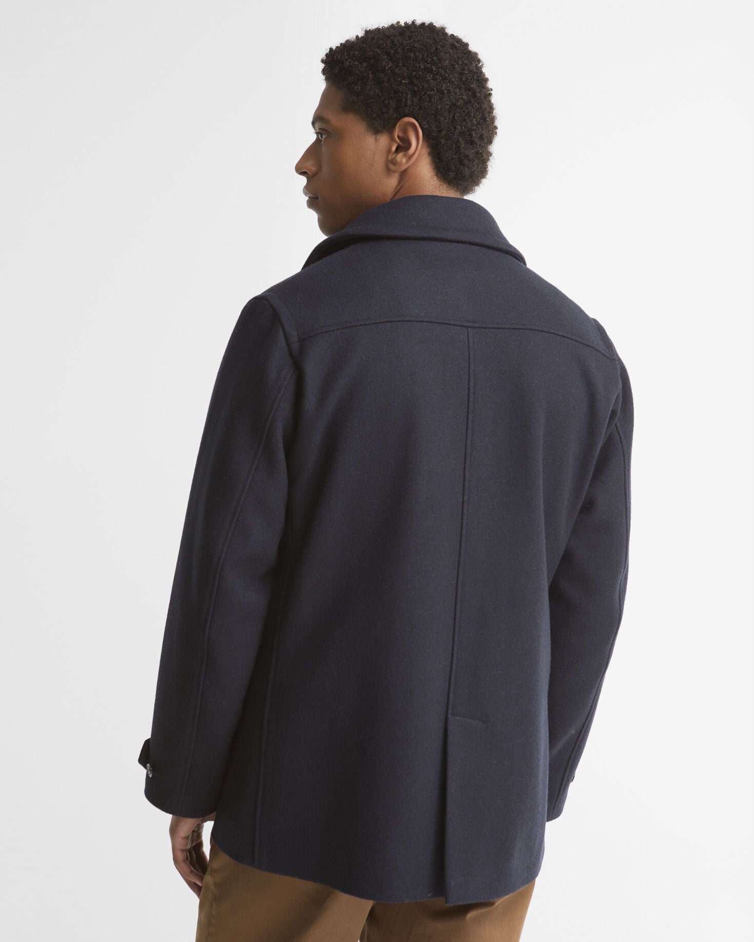 Polzeath Wool Pea Coat Navy