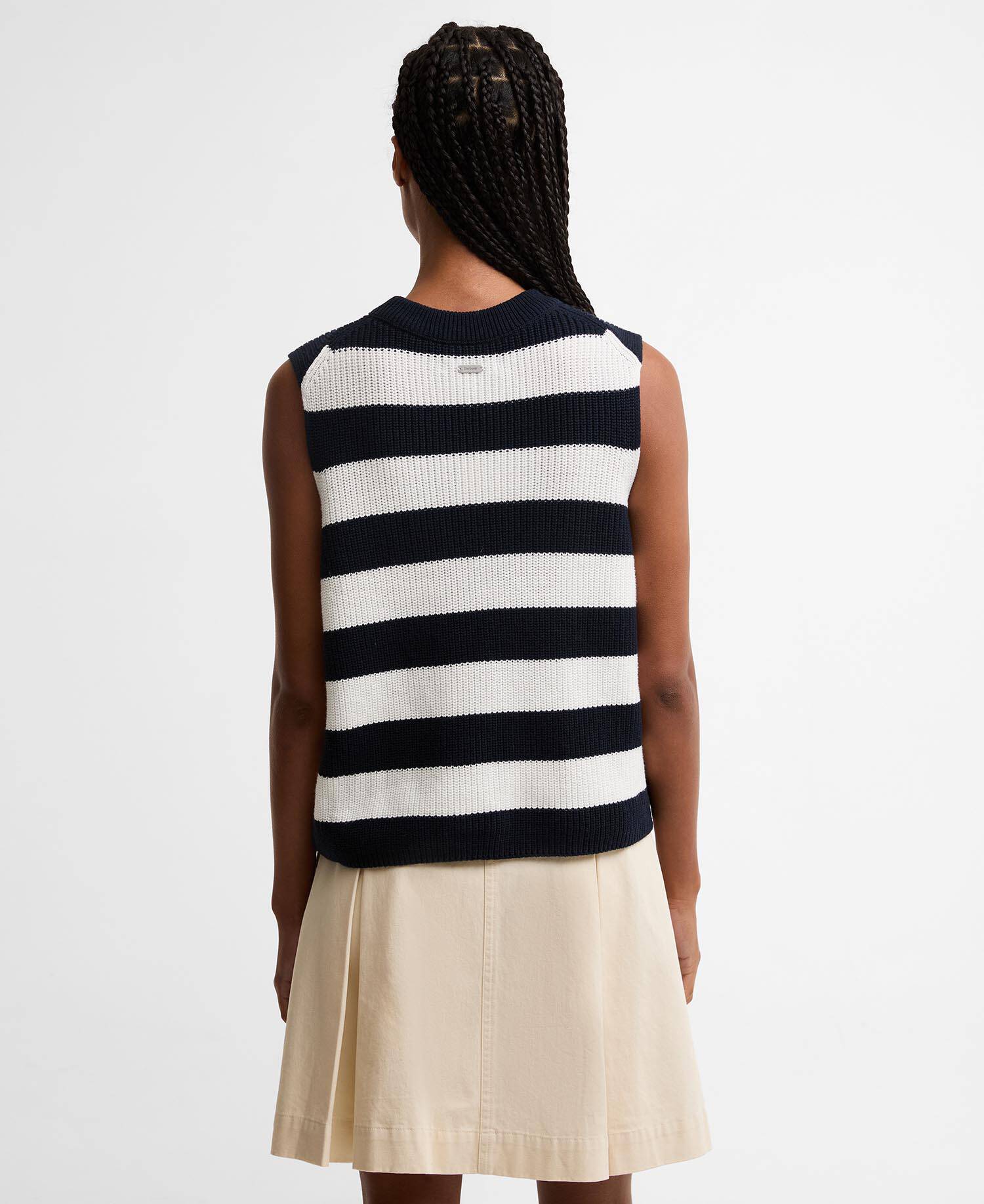 Cartmel Striped Knitted Vest Dark Navy Stripe image number 2