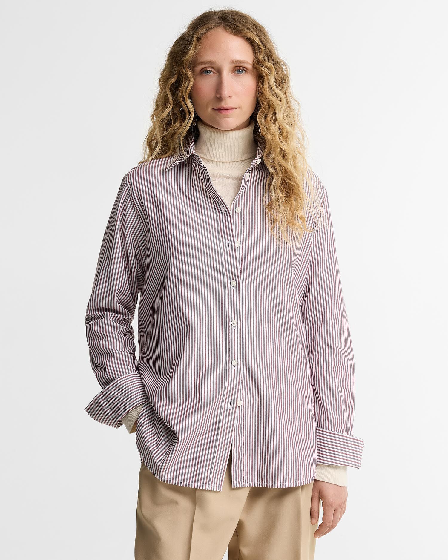 May Striped Relaxed Shirt Cranberry/Fig