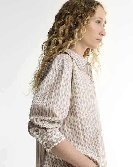 Barbour Hemd Fawne Striped Relaxed Fit Warm Trench Stripe