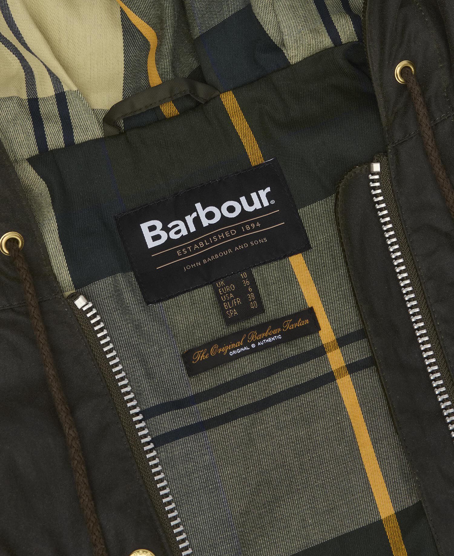 Wachsjacke Aberford Archive Olive/Ancient Tartan
