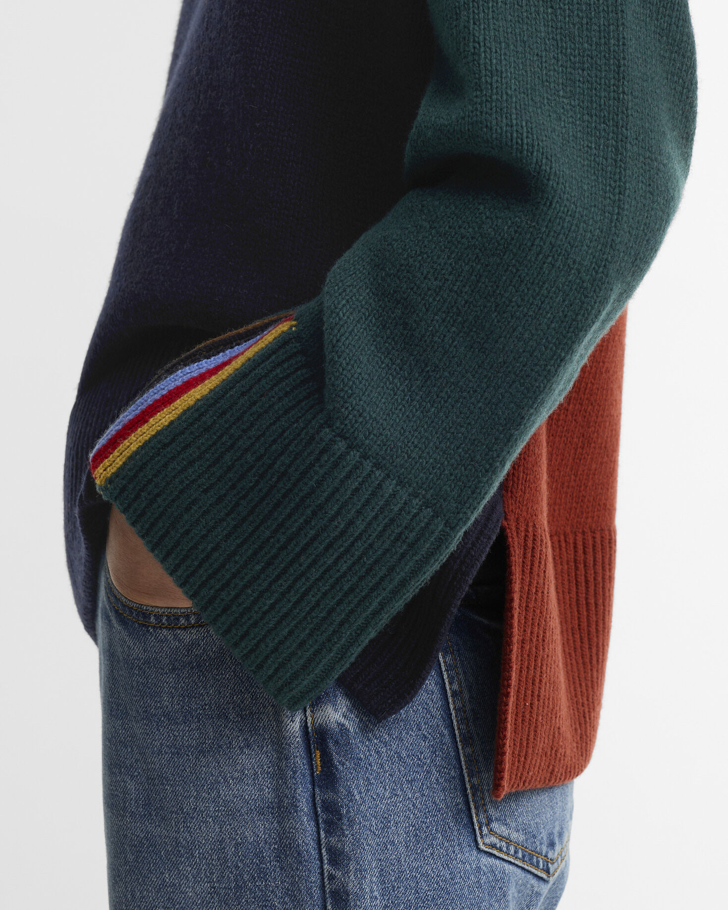 Paul Smith Loves Barbour Tyneside Wool-Blend Crew-Neck Jumper Navy Multi