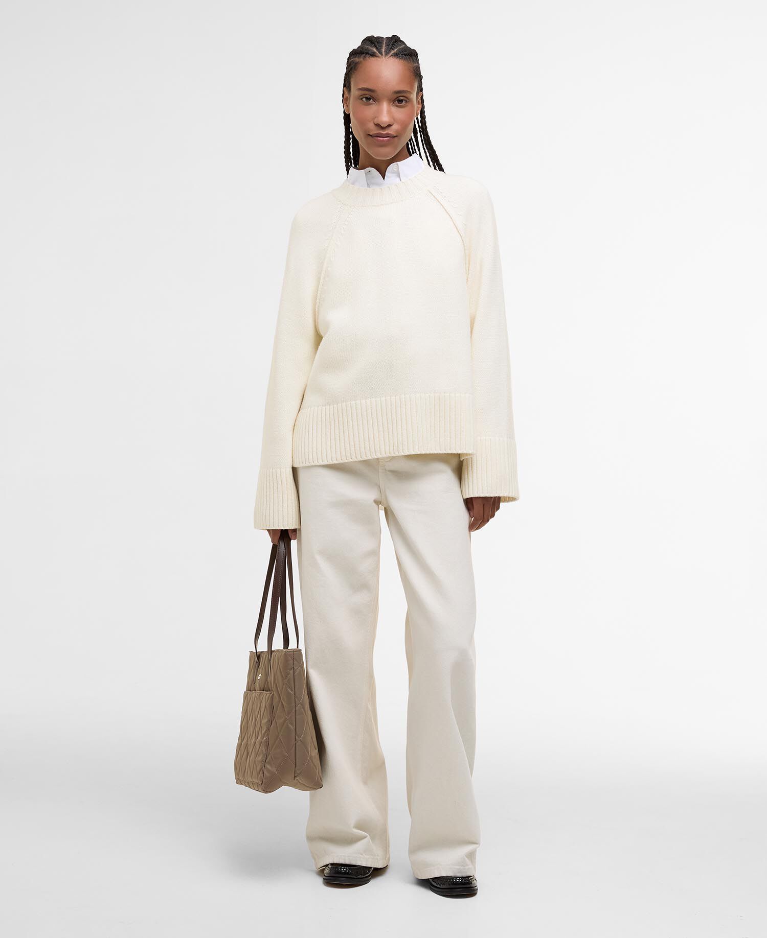 Maglione girocollo lavorato Ashdon Ecru