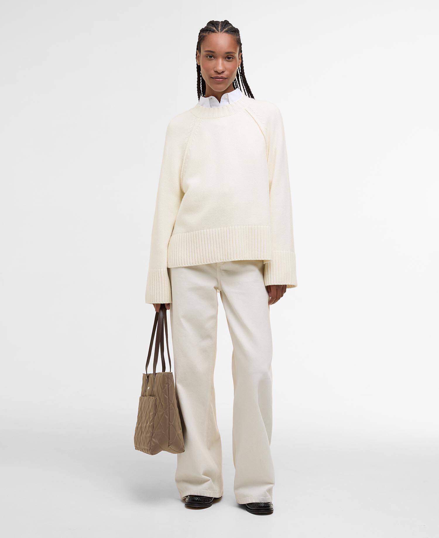 Maglione girocollo lavorato Ashdon Ecru image number 1