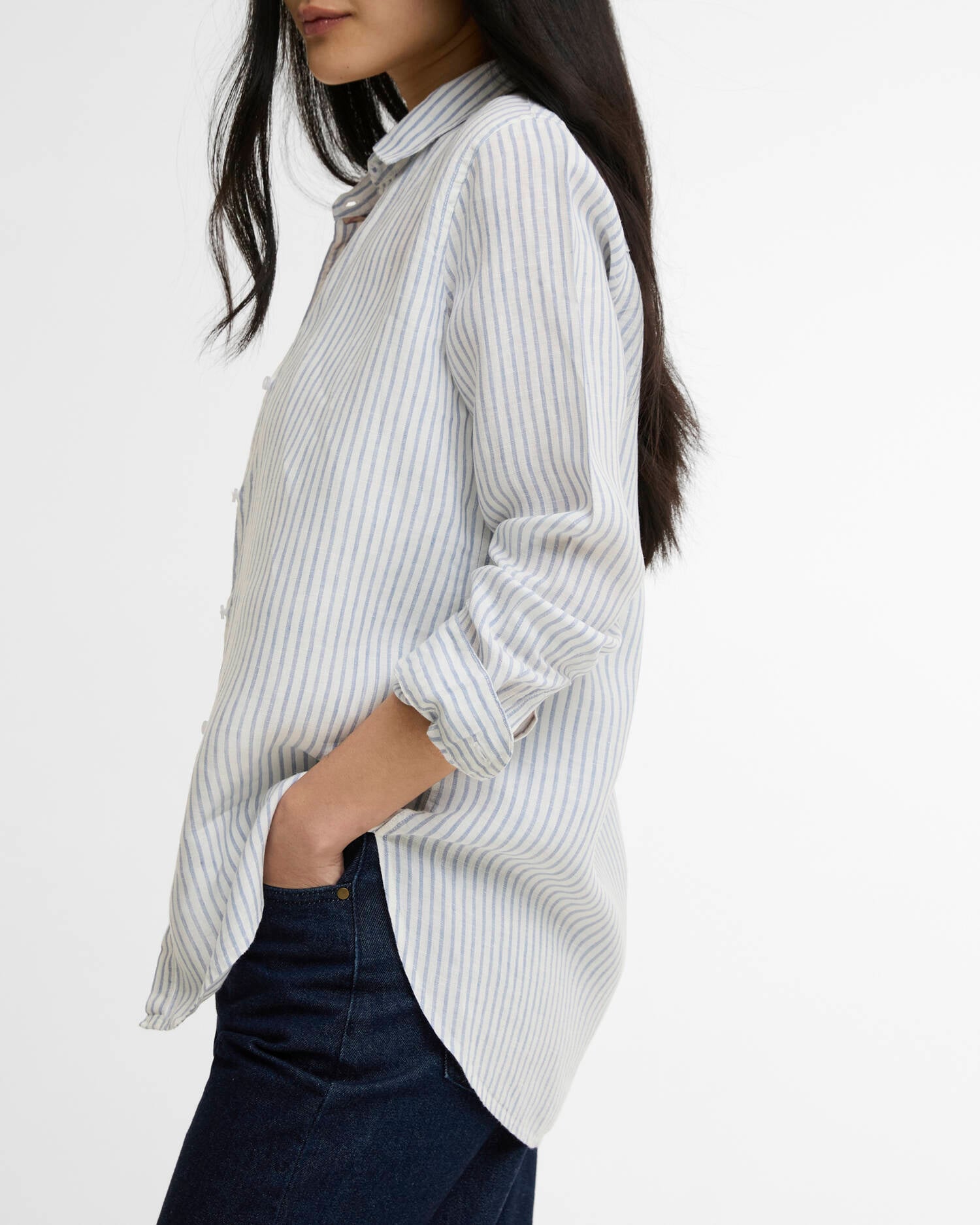 Bluse Marine Long-Sleeved Relaxed Chambray Stripe image number 3