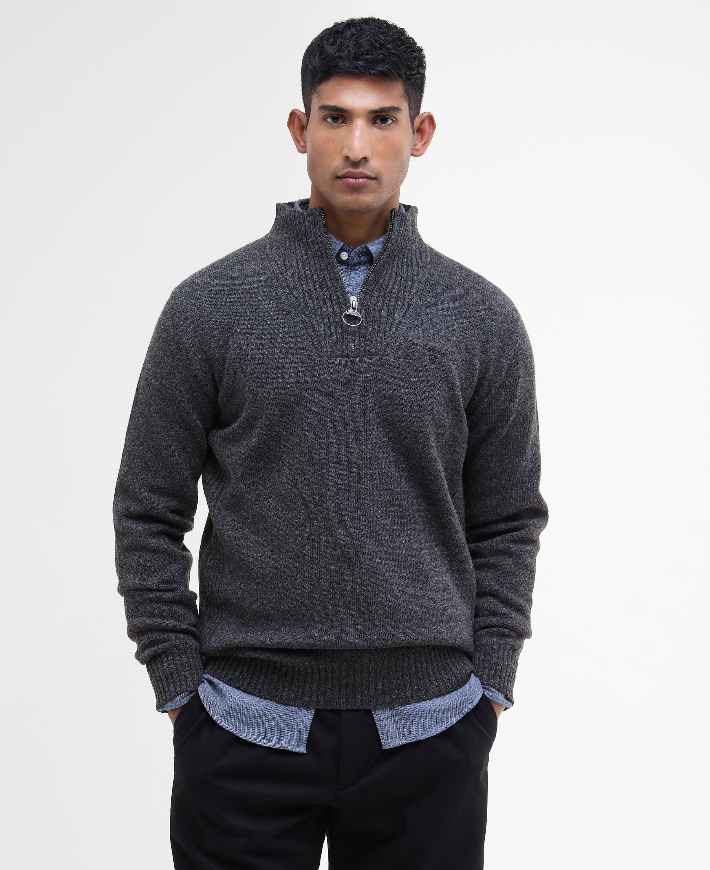Essential Quarter-Zip Jumper Charcoal