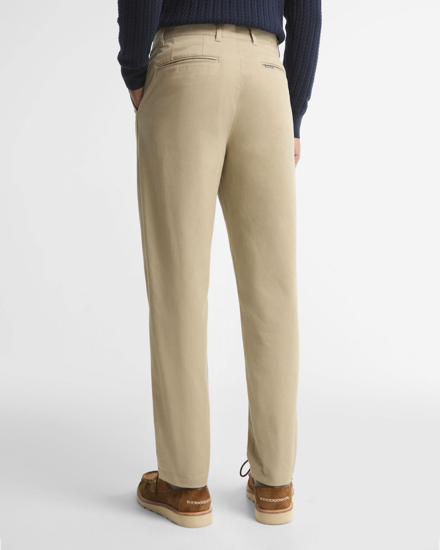 Suede Sateen Tailored Trousers Washed Stone