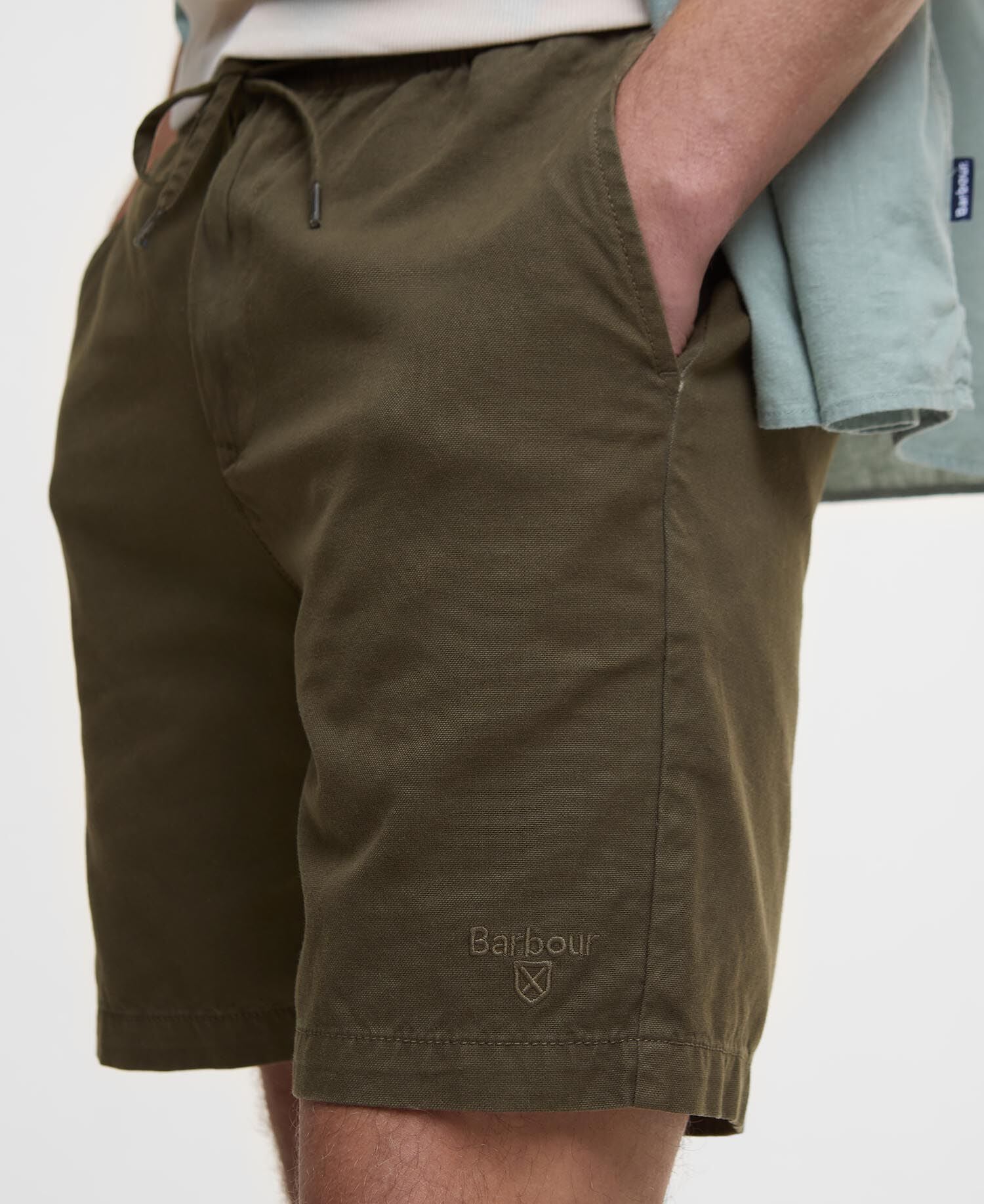Washed Oxford Relaxed Shorts Uniform Green