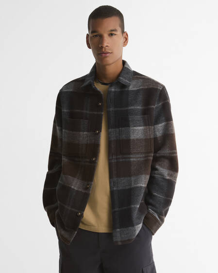 Woodlane Brushed Check Overshirt Midnight Oak Tartan