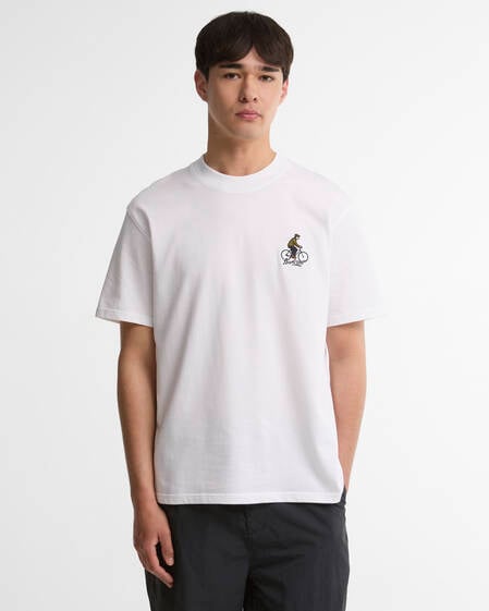 Barbour T-Shirt Trussford Bicycle Oversized White
