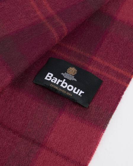 Barbour Schal Mineral Tartan aus Woll-Kaschmir-Mix Crimson Heather